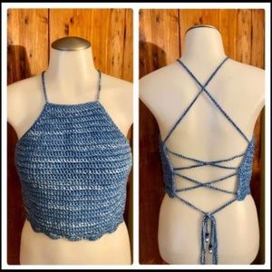Crochet halter tops
One size fits most
Teal ocean - small
$25 each
